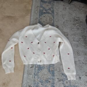 SHEIN White Cardigan with Red Details